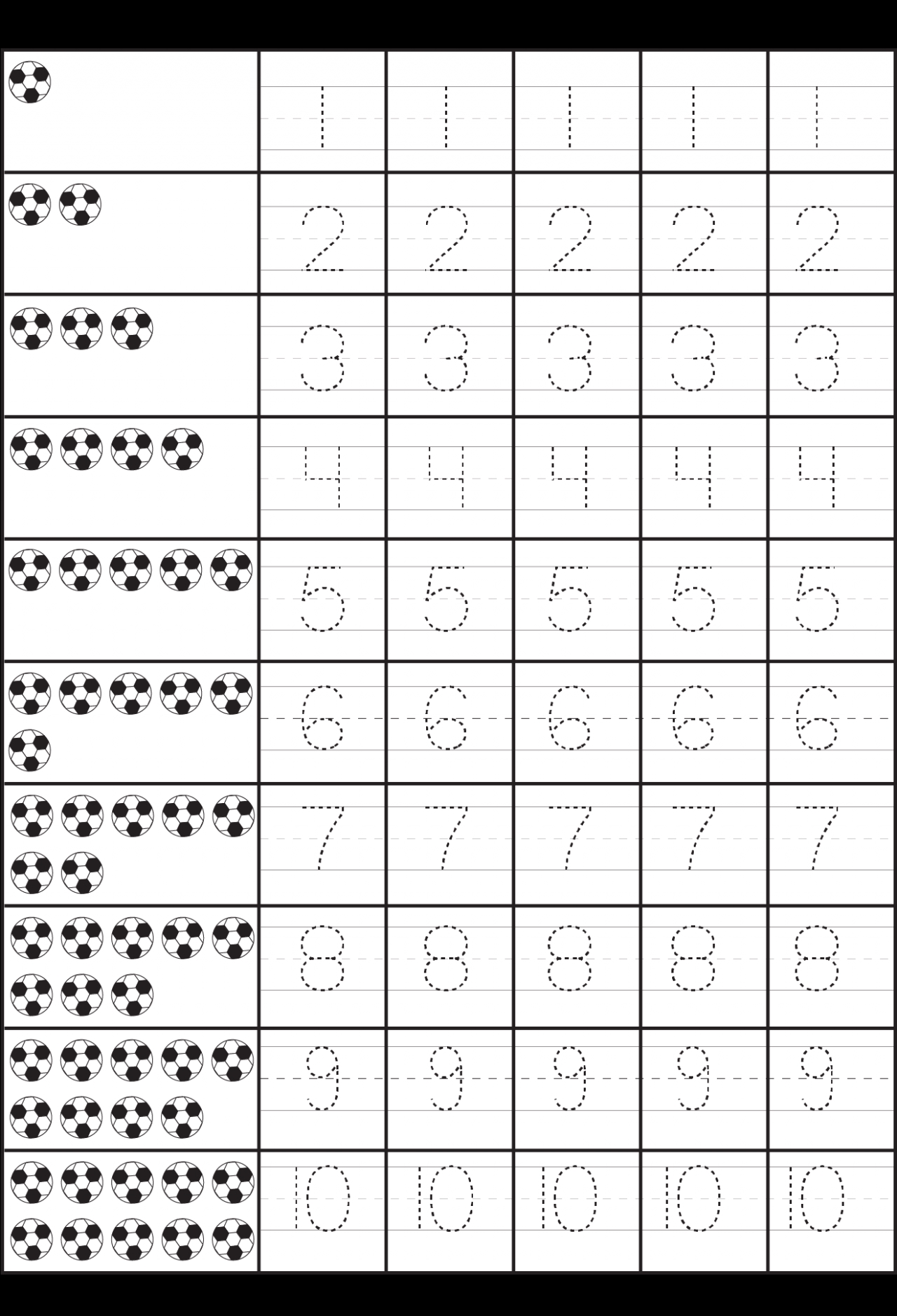 1-10 Trace Worksheet for Preschoolers and Toddlers