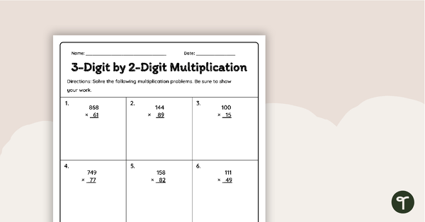 1 Digit by 2 Digit Multiplication Worksheets