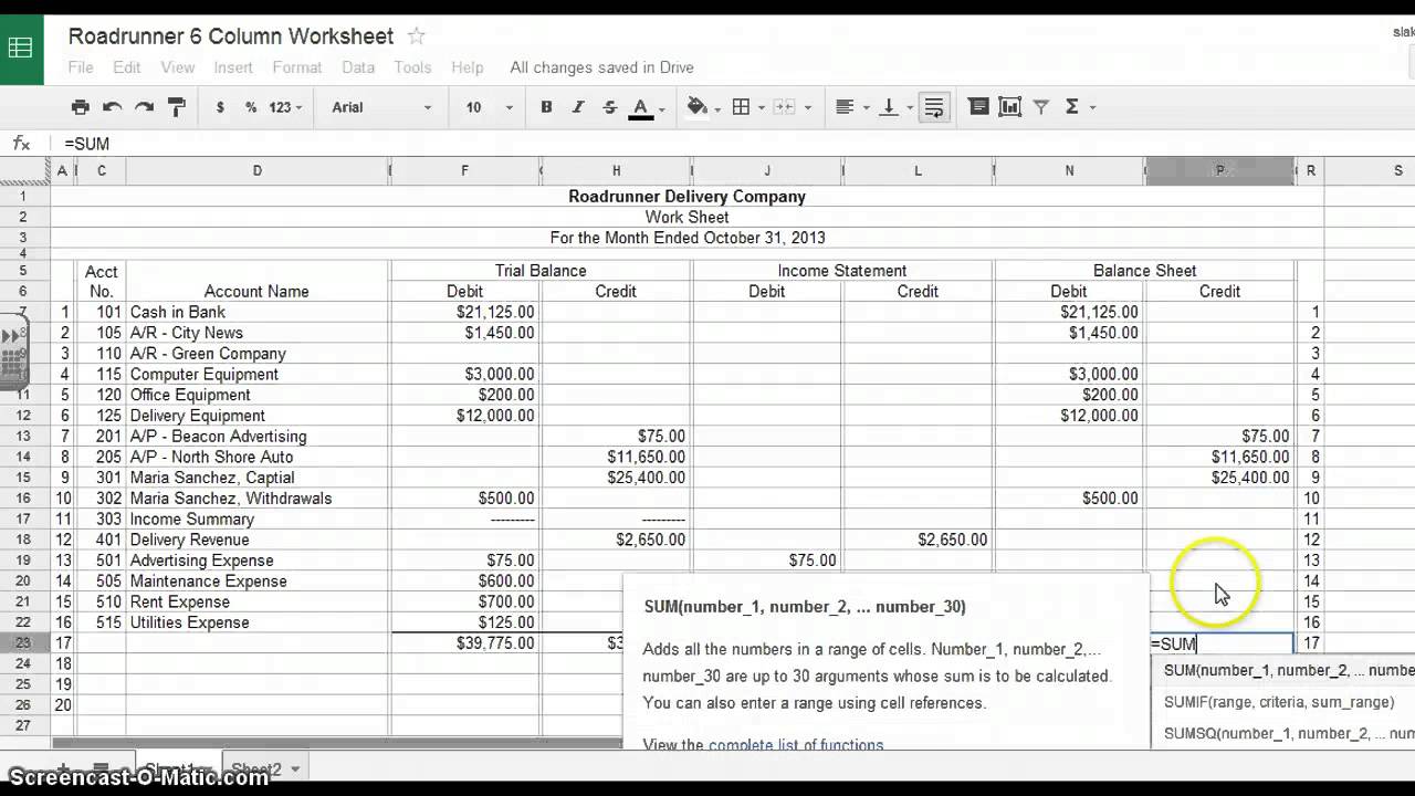 10 Column Worksheet Questions And Answers