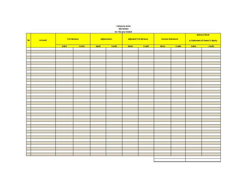 10 Column Worksheet Template for Easy Organization