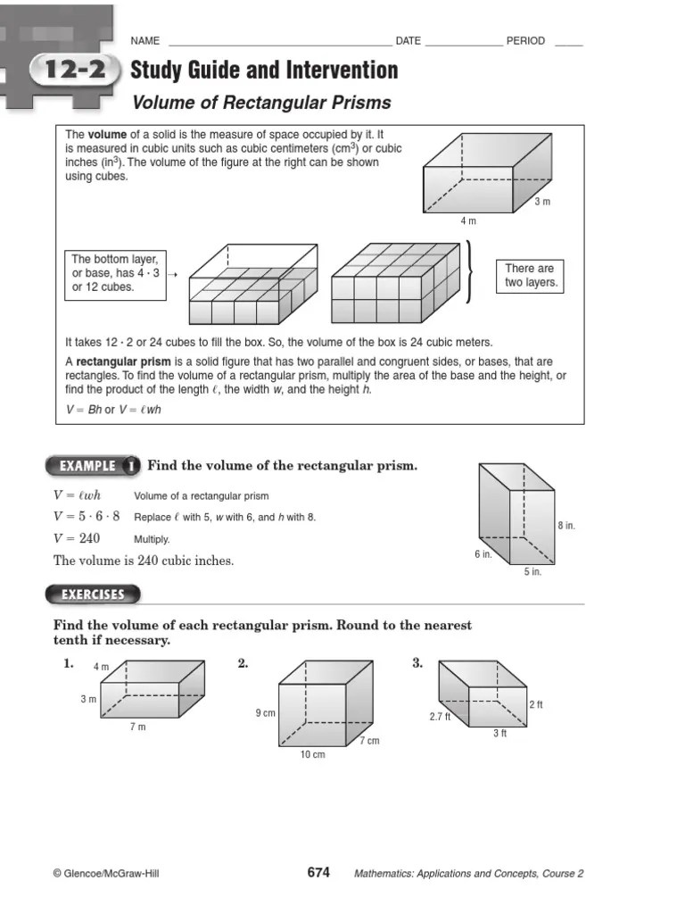 10 Volume Of Rectangular Prism Worksheet Worksheets Decoomo