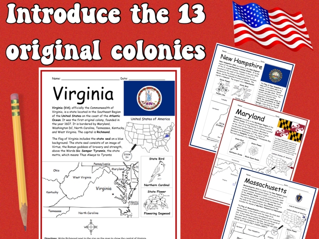 13 Original Colonies Of The Usa Worksheets Bundle Teaching Resources