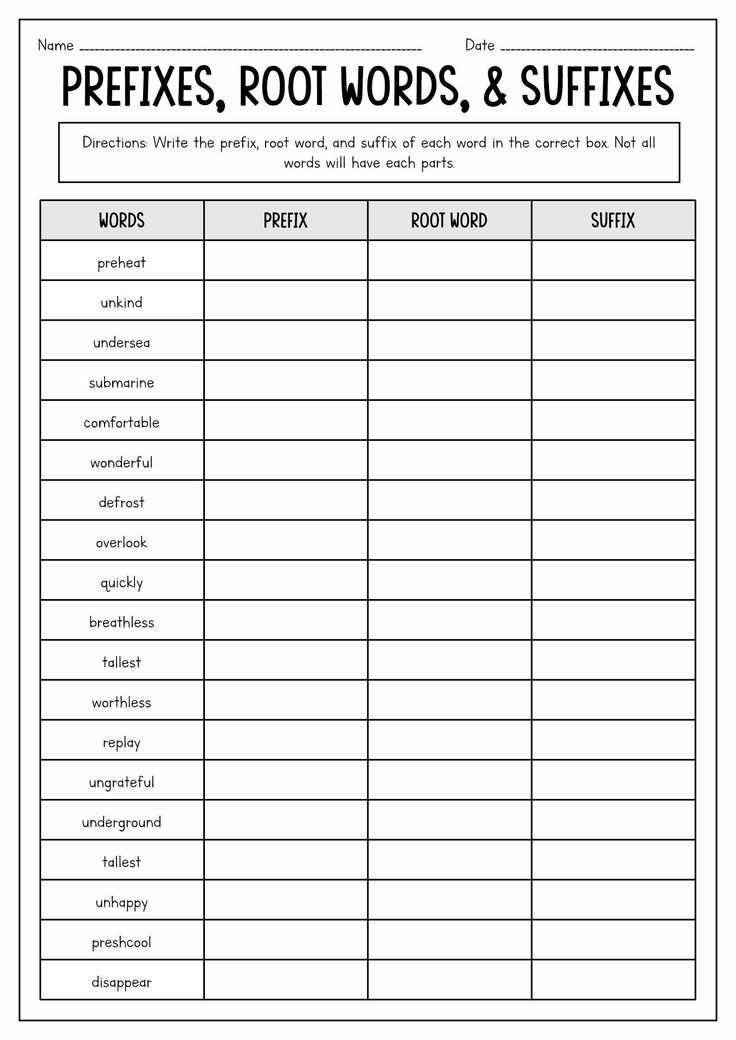 14 Prefixes Suffixes Root Words Worksheets Prefixes Prefixes And Suffixes Root Words