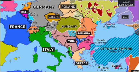 1918 Europe Map Labeled