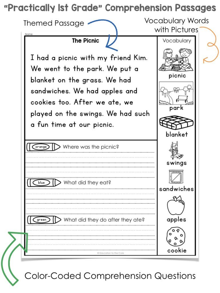 1St Grade Reading Comprehension Worksheets