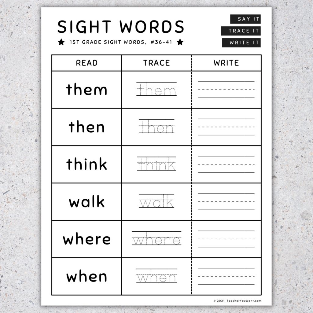 1St Grade Sight Words Read Trace Write Worksheets Activities