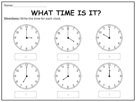 1st Grade Time Worksheets to Master Hour and Half Hours