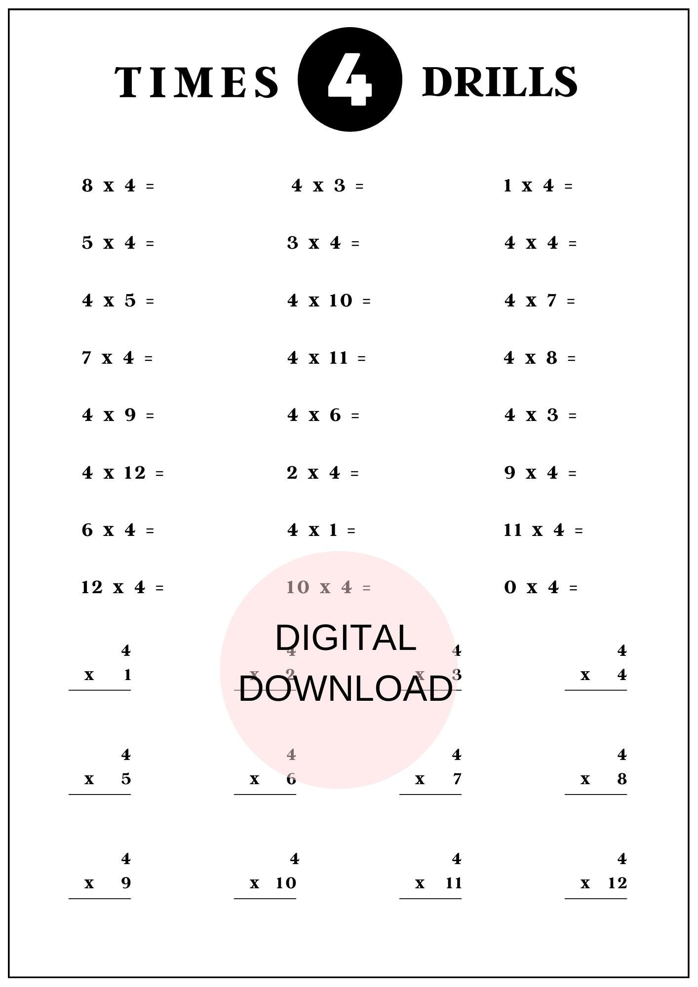 2 12 Times Table Worksheet Times Tables Math Skills Etsy