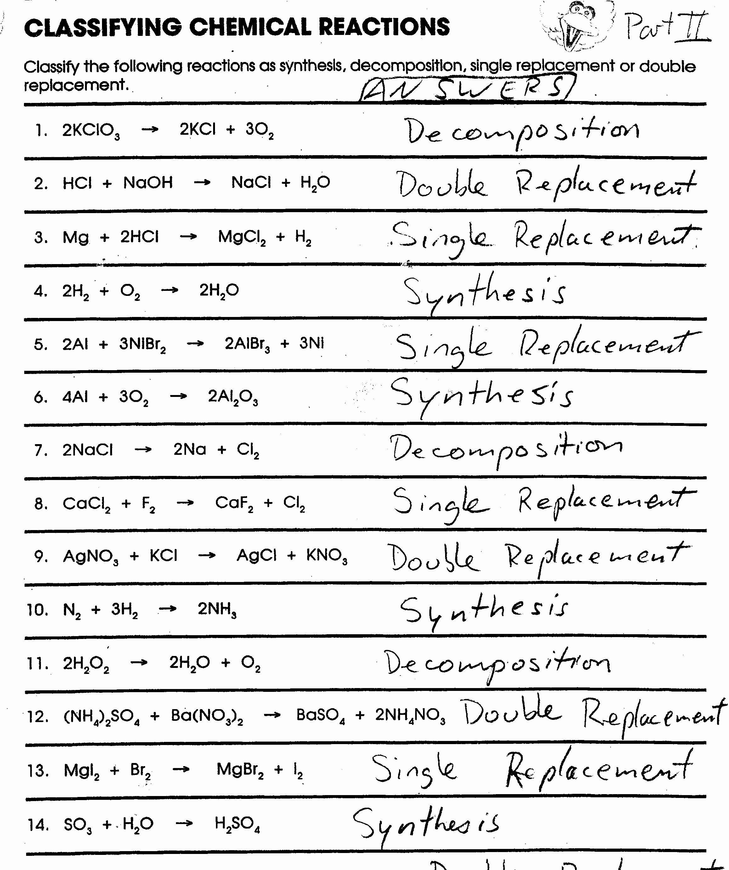 Chemical Reactions Worksheet Answers Made Easy