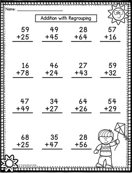 5 Worksheets for 2 Digit Addition with Regrouping