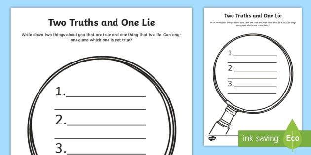 3 Fun 2 Truths and a Lie Worksheet Ideas