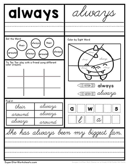 20 Essential Sight Word Worksheets for 2nd Grade