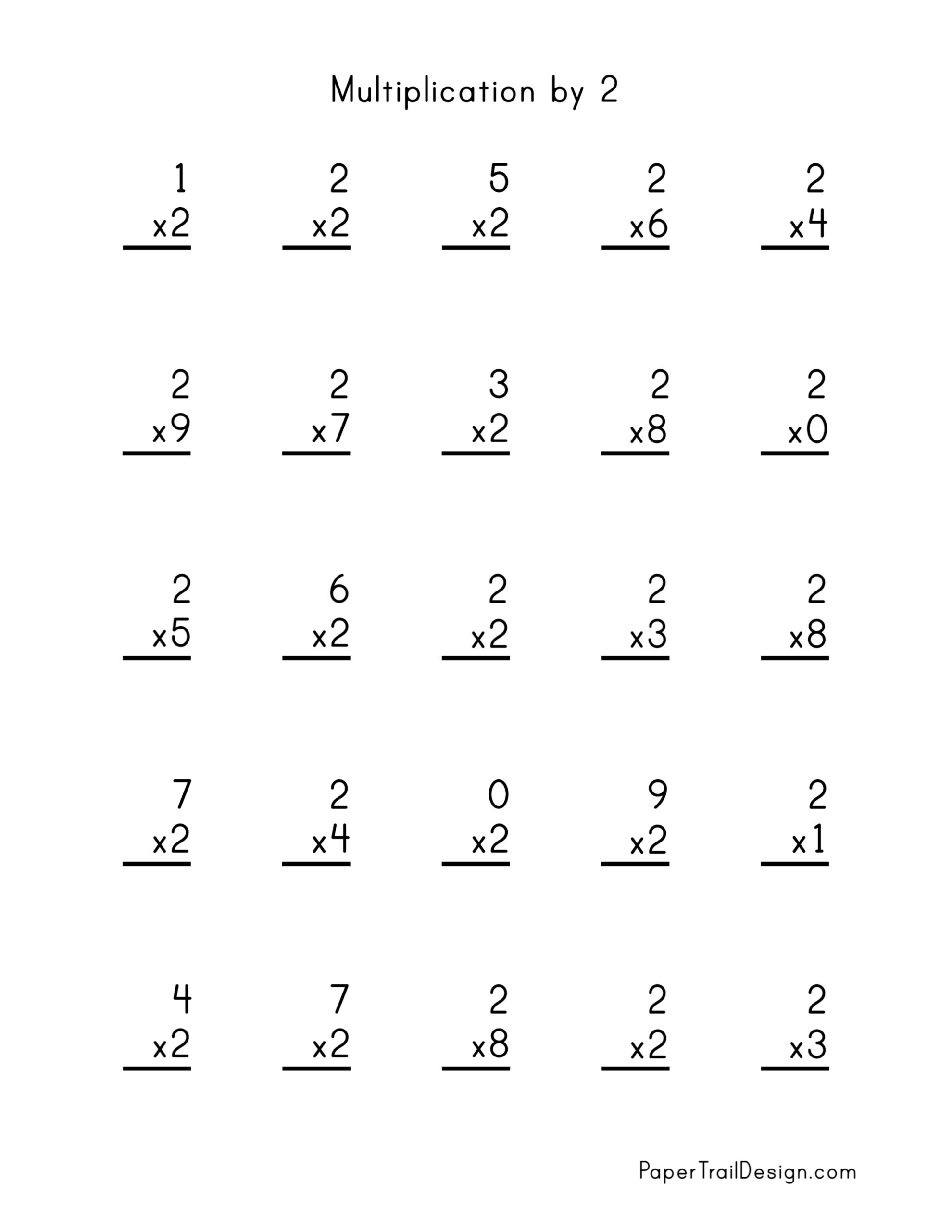 2s Multiplication Practice Worksheet for Kids