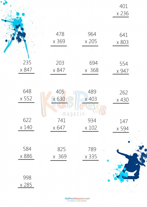 3 Digit By 3 Digit Multiplication Worksheet 1 Kidspressmagazine Com