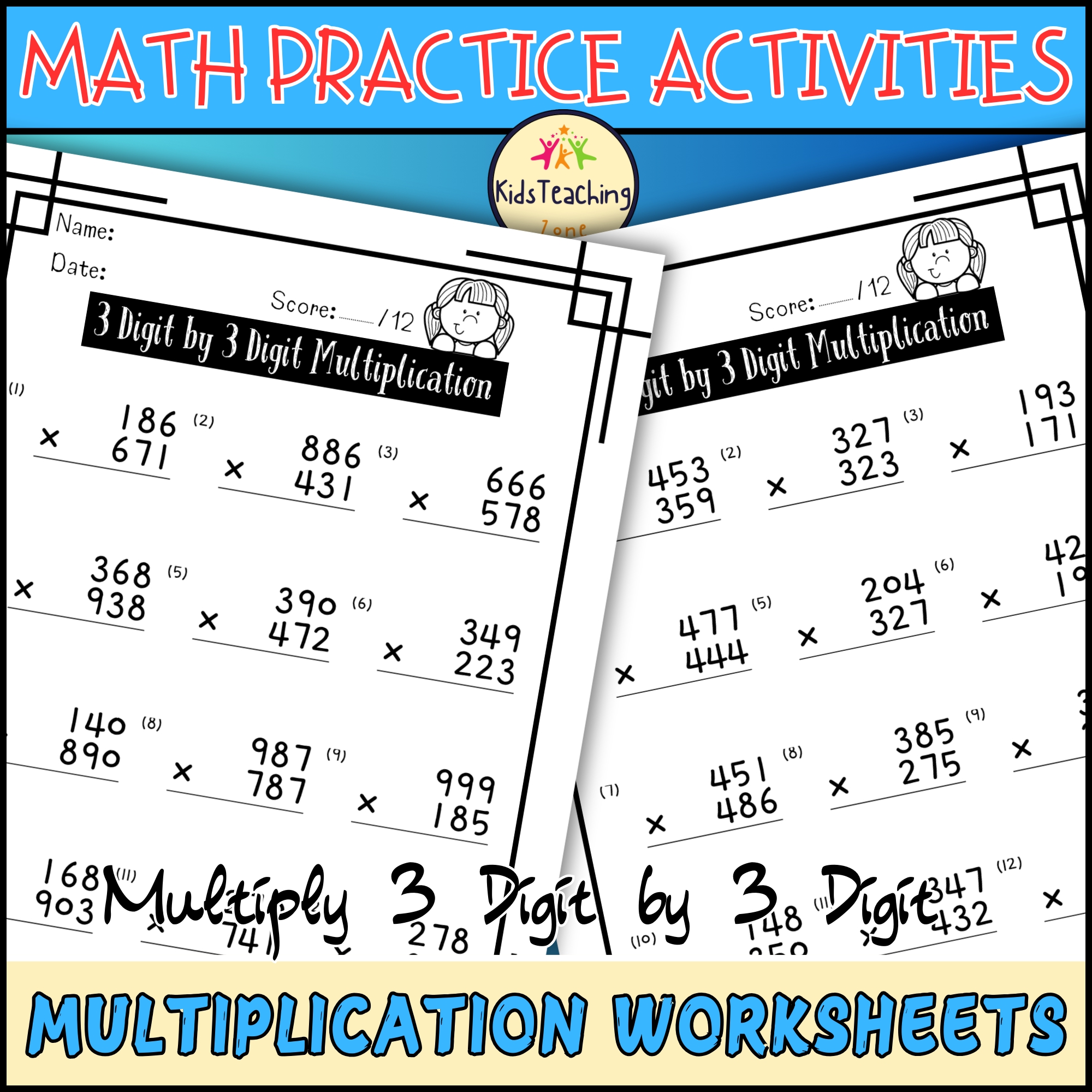 3 Digit By 3 Digit Multiplication Worksheets With And Without Regrouping Teacher Professional Development