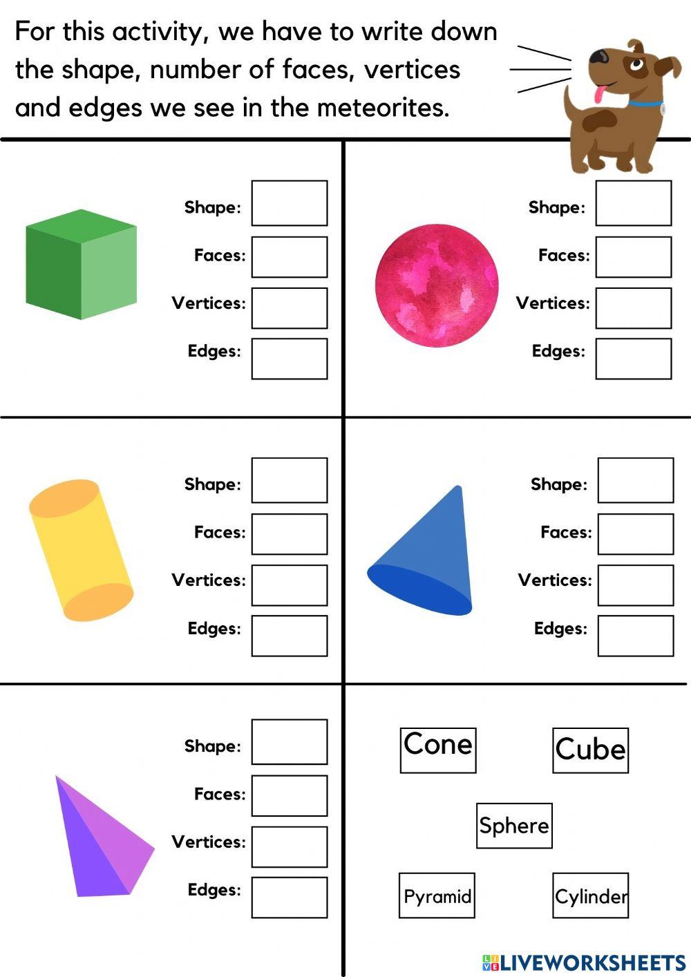 3D Shapes Worksheet for Kids and Students