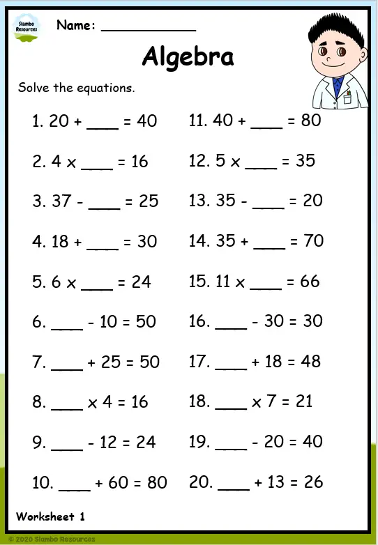 3rd Grade Algebra Worksheets for Young Math Whiz Kids