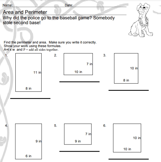 3Rd Grade Perimeter And Area Worksheet Educational Resource