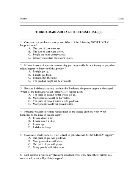 3rd Grade Social Studies Worksheets for Kids