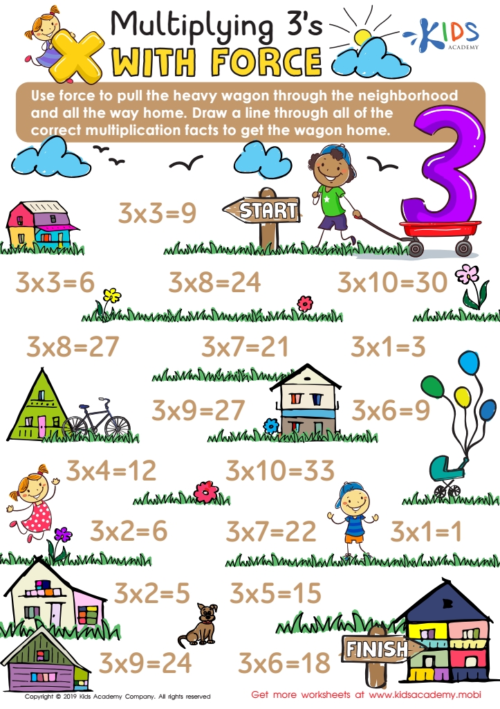 Free 3s Multiplication Worksheets for Kids