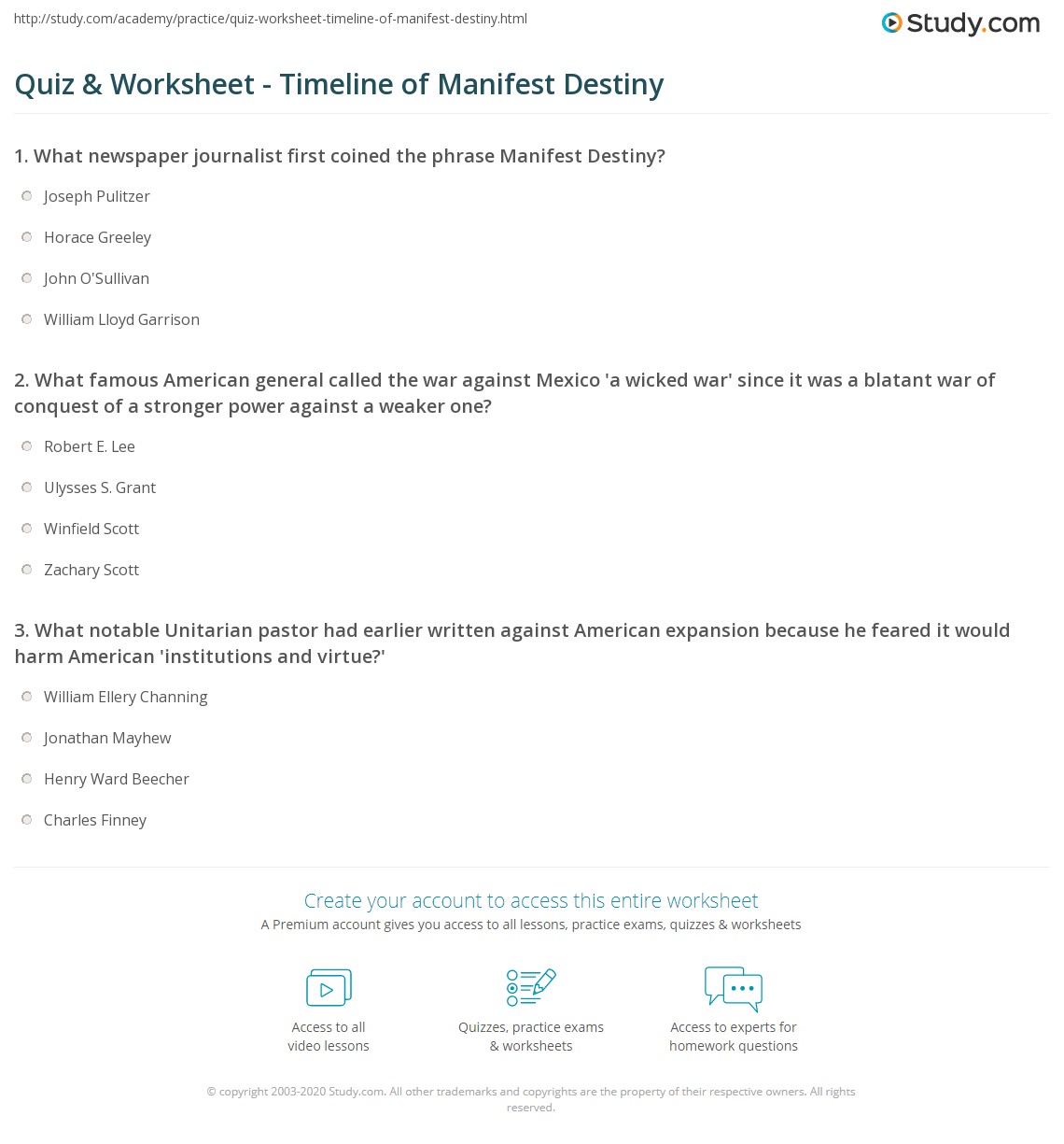 Manifest Destiny Worksheet Answer Key Explained