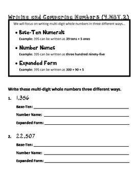 4.Nbt.2 Worksheets