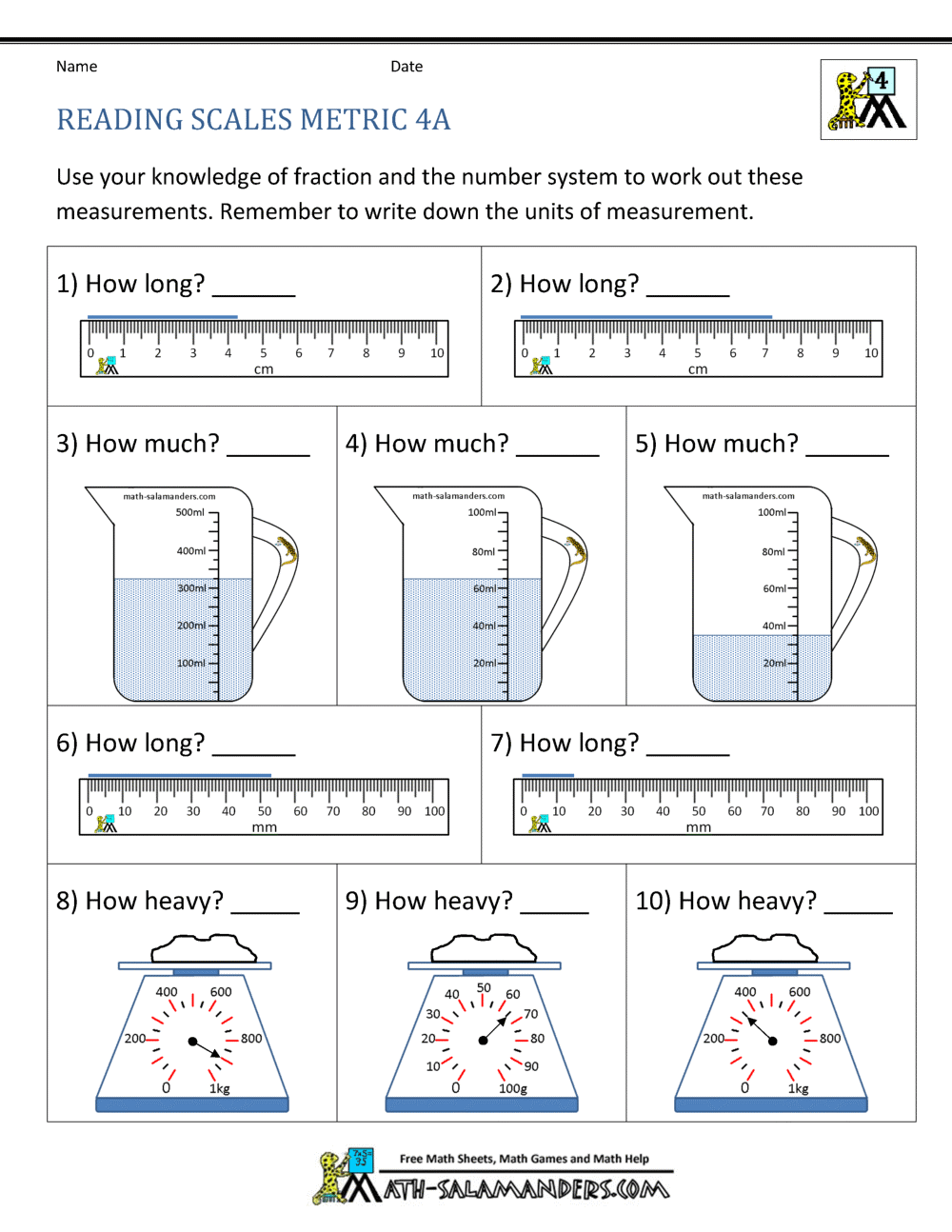 4th Grade Measurement Worksheets for Math Success