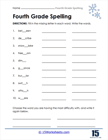 4Th Grade Spelling Words Worksheets 15 Worksheets Com