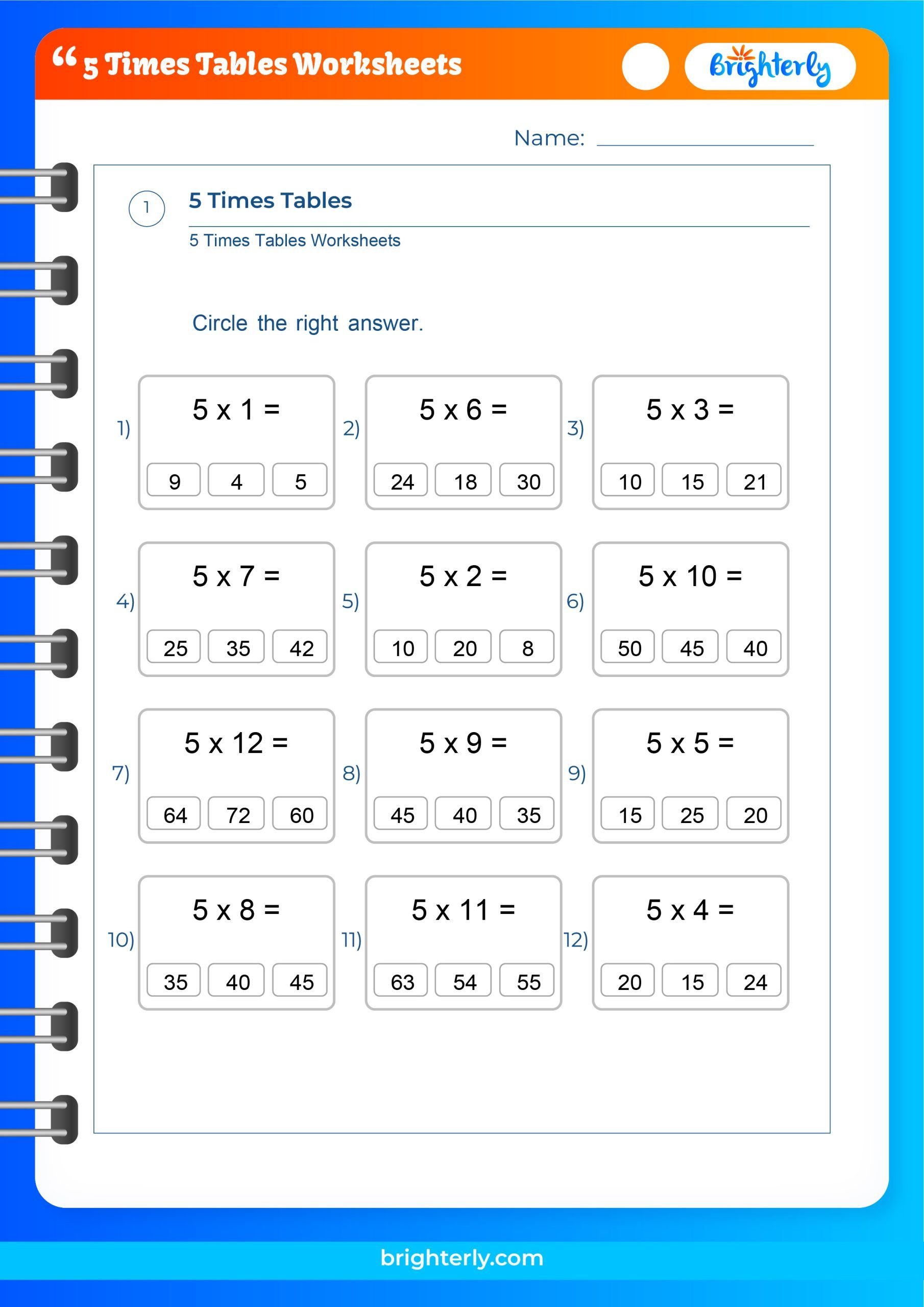 Master 5 Times Table with This Free Worksheet