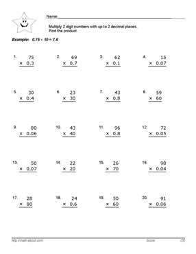 5 Worksheets On Multiplication With Decimals Multiplication