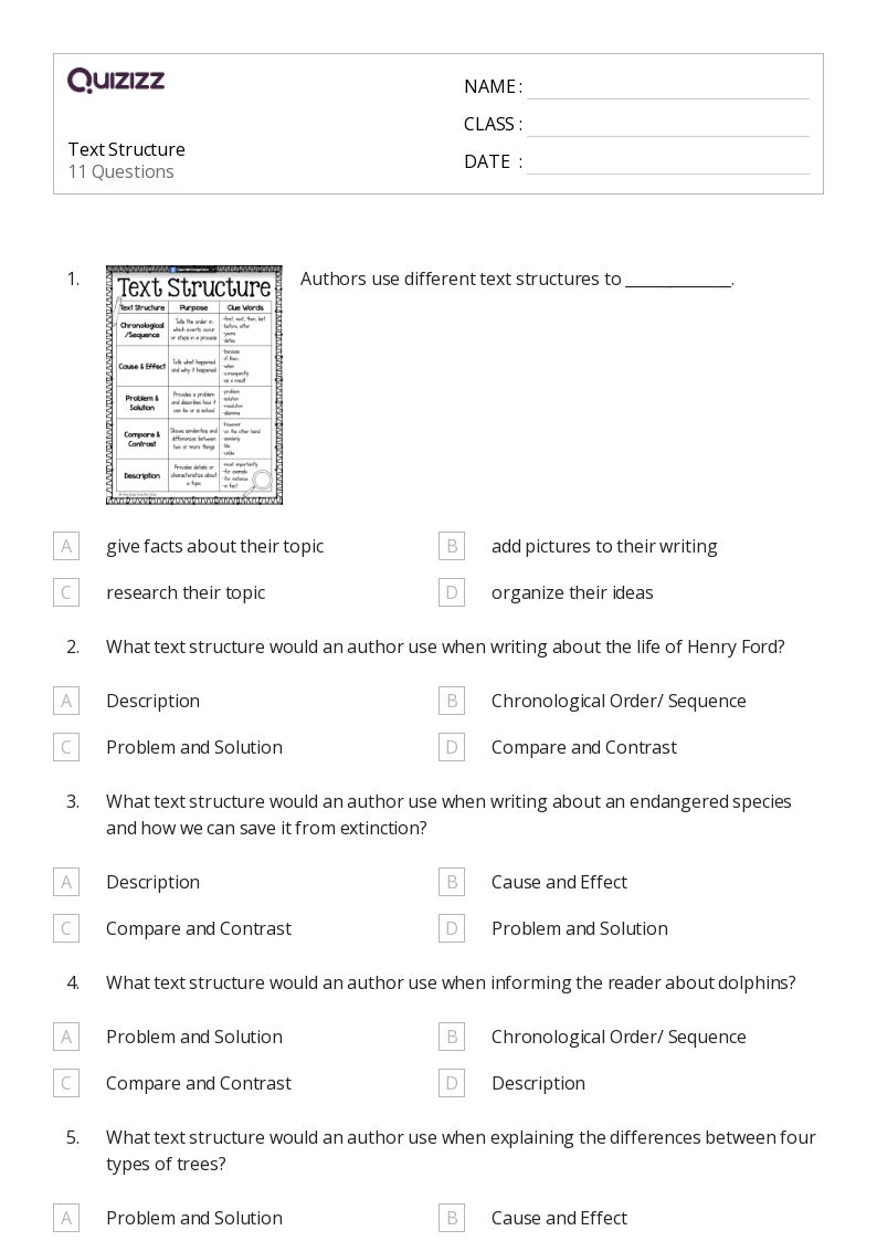 50 Analyzing Text Structure Worksheets For 4Th Grade On Quizizz Free Amp Printable