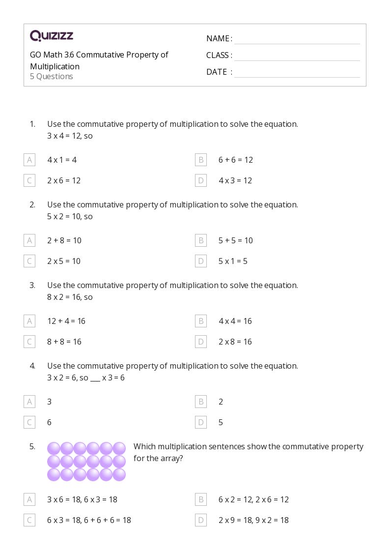 50 Commutative Property Of Multiplication Worksheets For 4Th Grade On