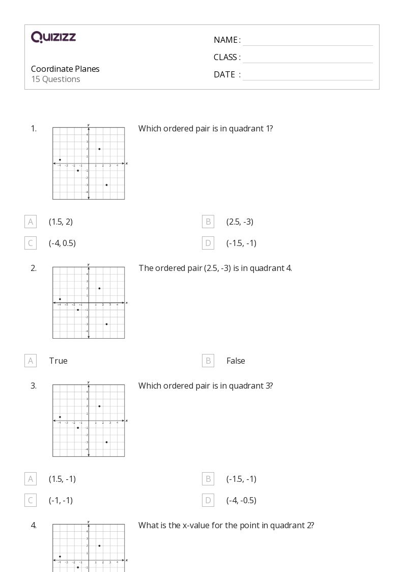 50 Coordinate Planes Worksheets For 6Th Grade On Quizizz Free