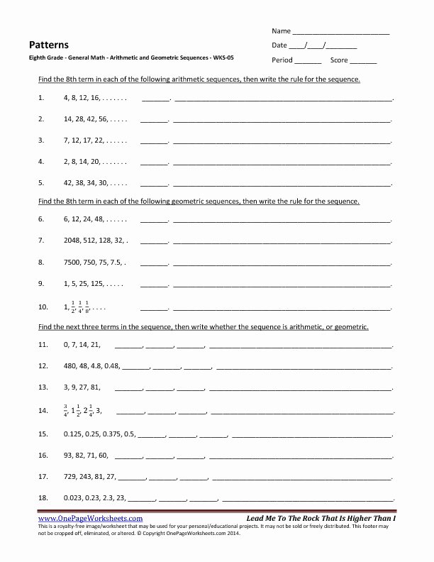 50 Geometric And Arithmetic Sequences Worksheet