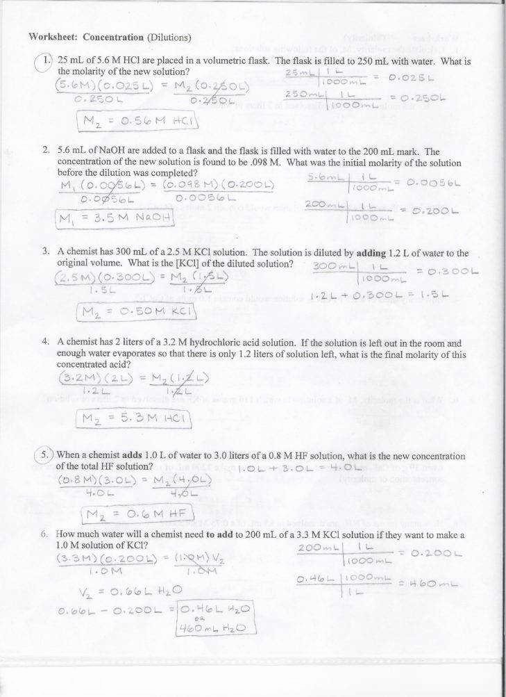 50 Molarity Worksheet Answer Key