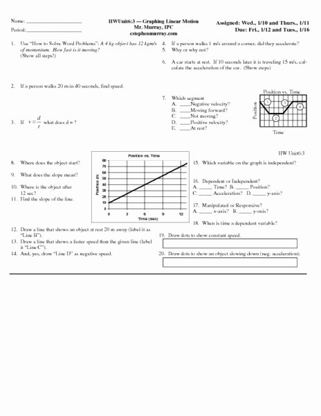 50 Motion Graphs Worksheet Answers