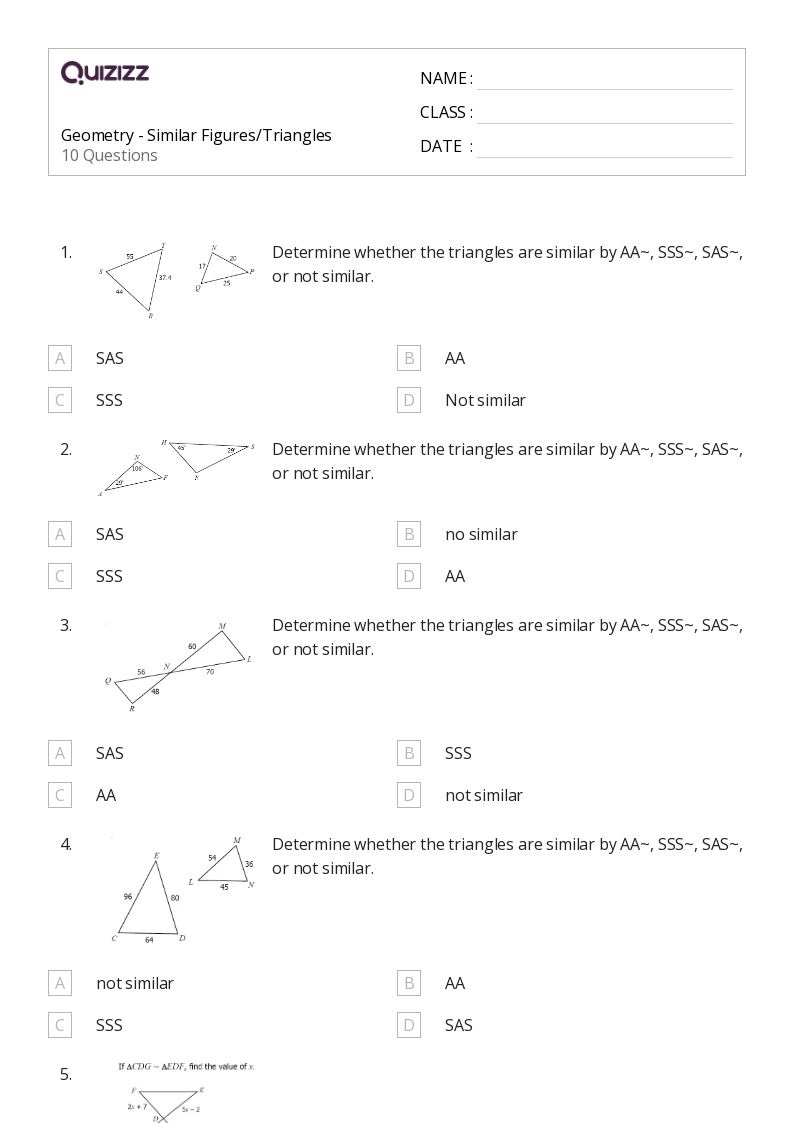 50 Similar Figures Worksheets For 8Th Grade On Quizizz Free Printable