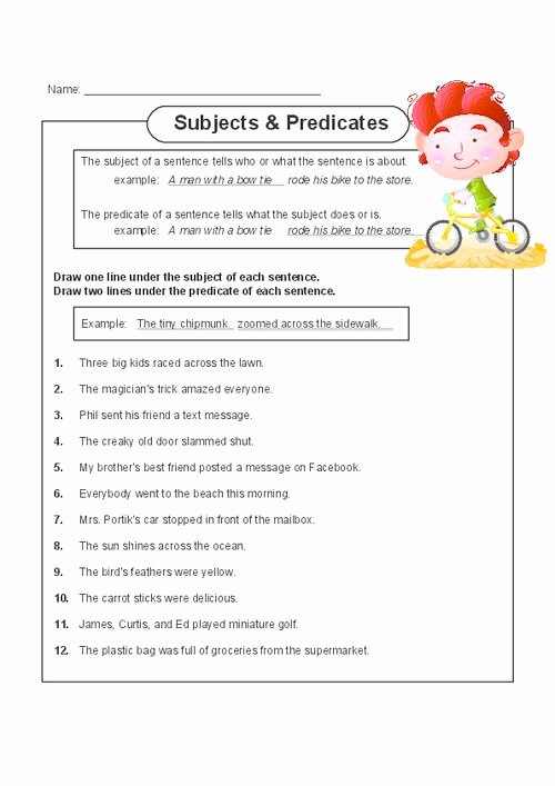 50 Subject Predicate Worksheet Pdf