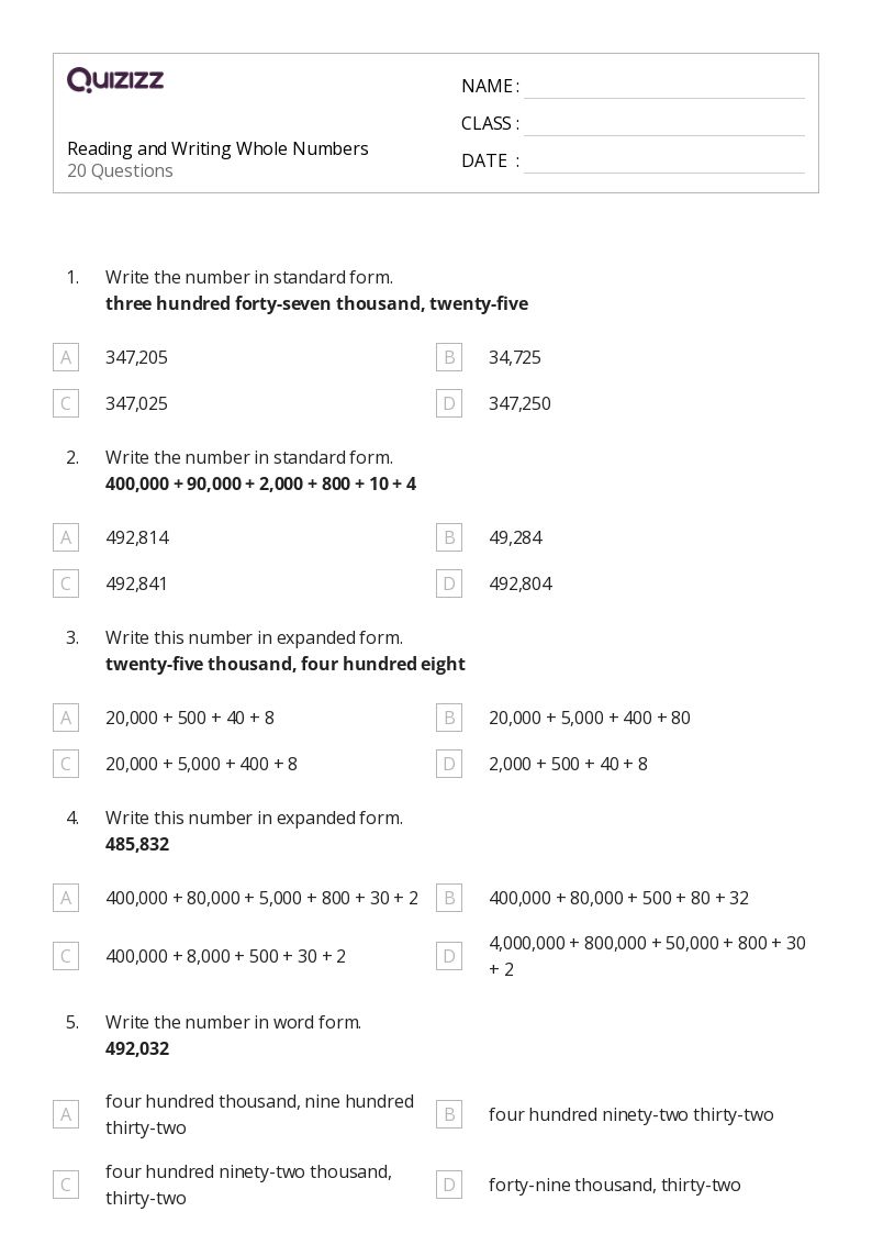 50 Writing Numbers 11 20 Worksheets For 4Th Grade On Quizizz Free Amp Printable