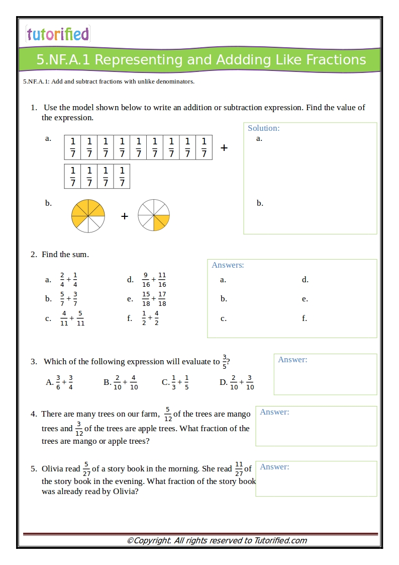 5Th Grade Common Core Math Worksheets