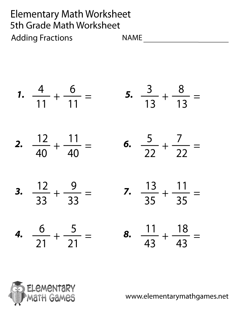 Free 5th Grade Fraction Worksheets and Printables