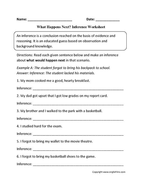 Inference Worksheets for 5th Grade Students