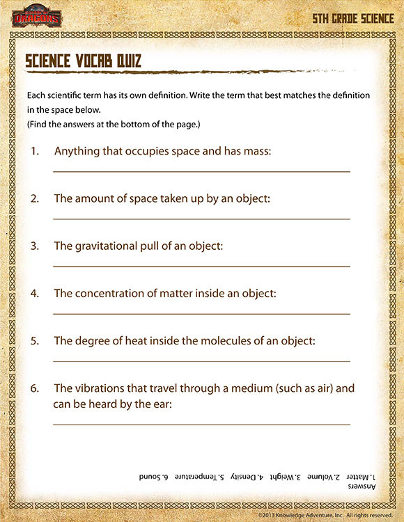 5th Grade Science Worksheets for Fun Learning