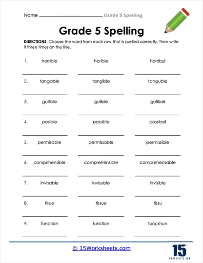 5Th Grade Spelling Words Worksheets 15 Worksheets Com