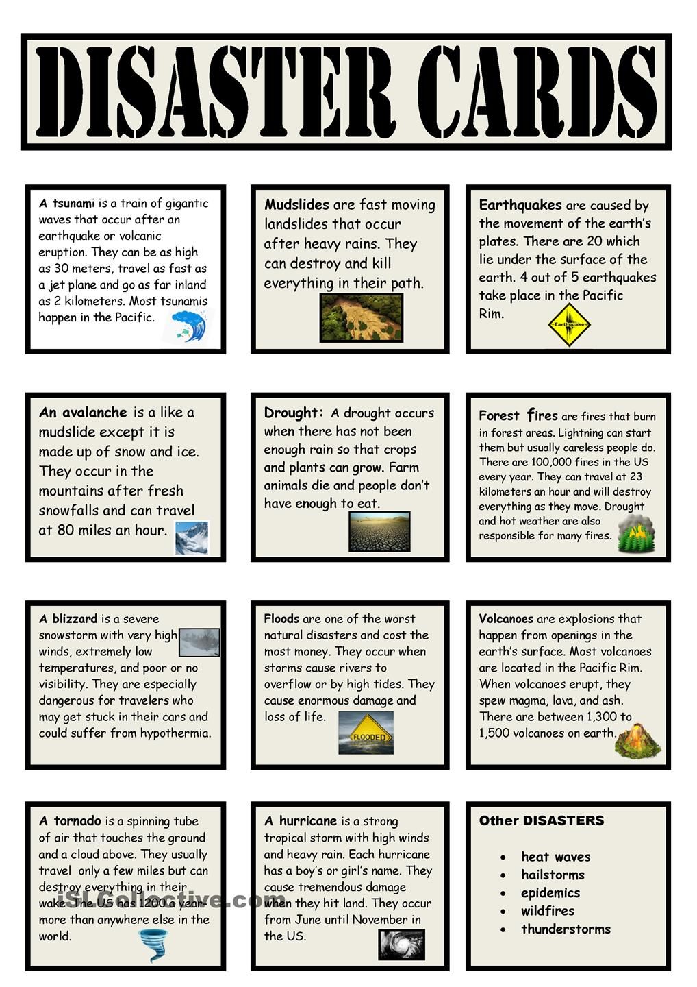 6 Interesting Natural Disasters Worksheets Esl Vault