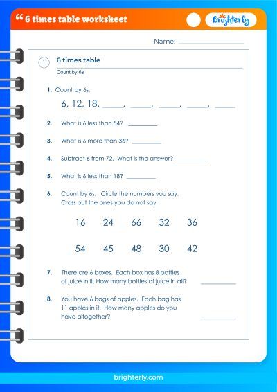 6 Times Tables Multiplication Worksheets Indiamazon