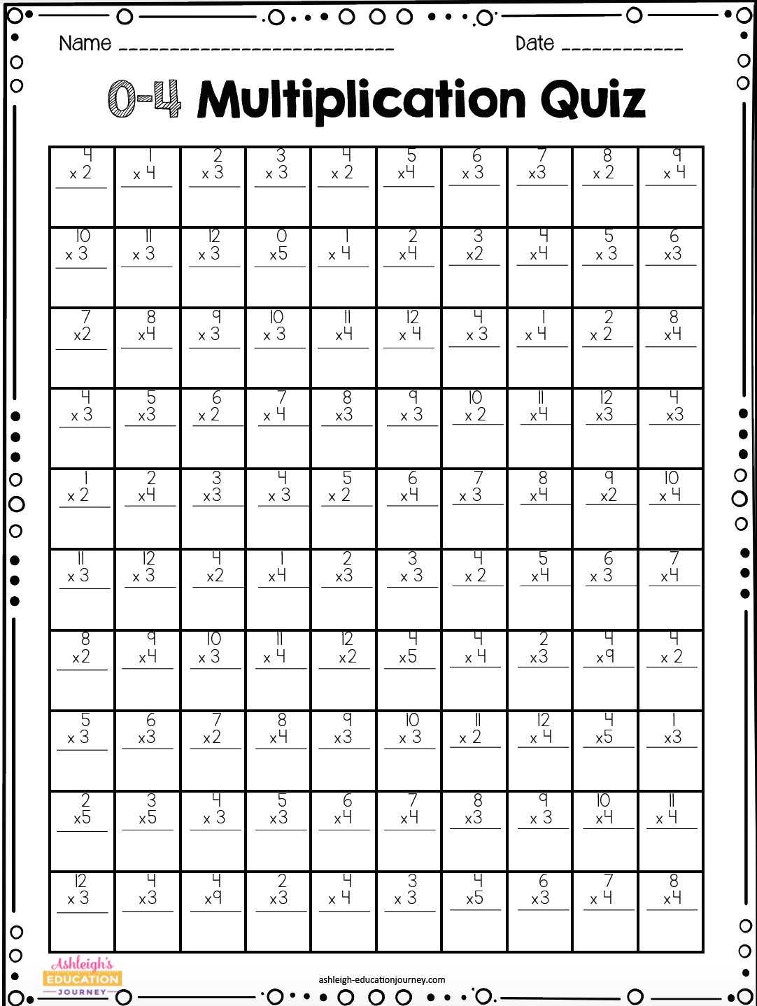 6 Quick Multiplication Worksheets for 6th Grade Success