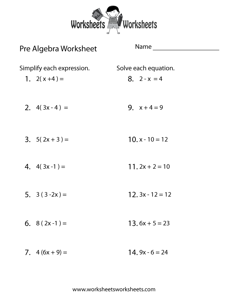 6th Grade Pre Algebra Worksheets for Easy Learning