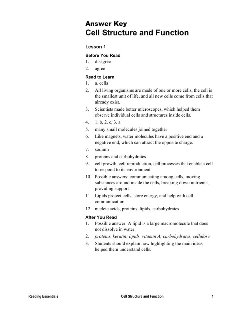 Unlock 7 Essential Cell Structure Worksheet Answers