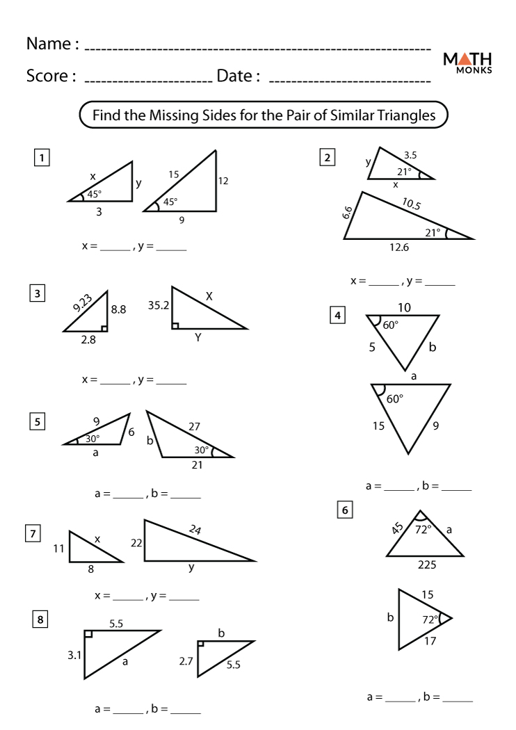 Similar Triangles Proof Worksheet Answer Key